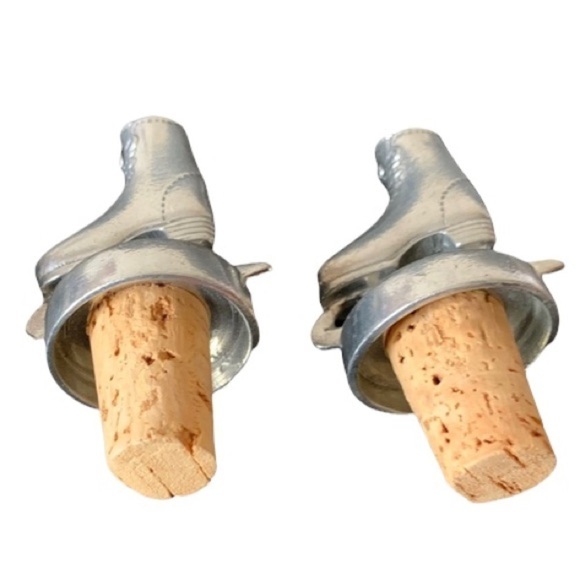 Metal Ice Skate Bottle Stopper Decorative Wine Bottle Stopper Comes in a Pair - Picture 2 of 11